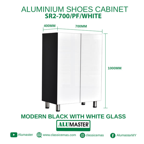 Aluminium Outdoor Shoe Cabinet (Modern) (SR2-700/PD/WHITE,SR2-700/PF/WHITE) ALUCLASS SG